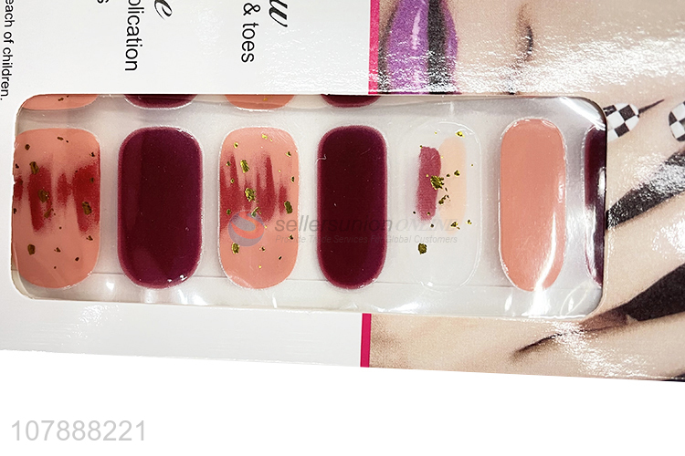 China products gold foil full cover real nail polish strips