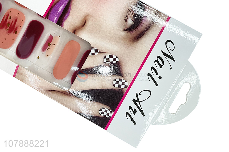 China products gold foil full cover real nail polish strips