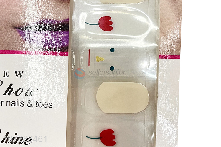 Wholesale elegant flower pattern nail polish strips gel nail stickers