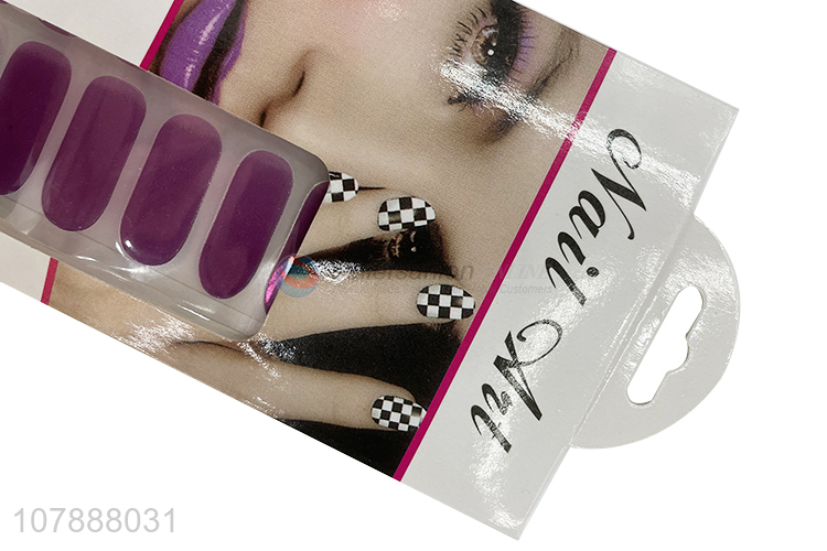 China products purple series full cover nail wraps nail stickers