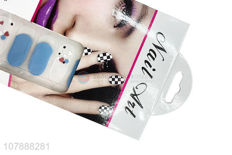 Hot sale fashionable heart pattern nail polish strips for summer