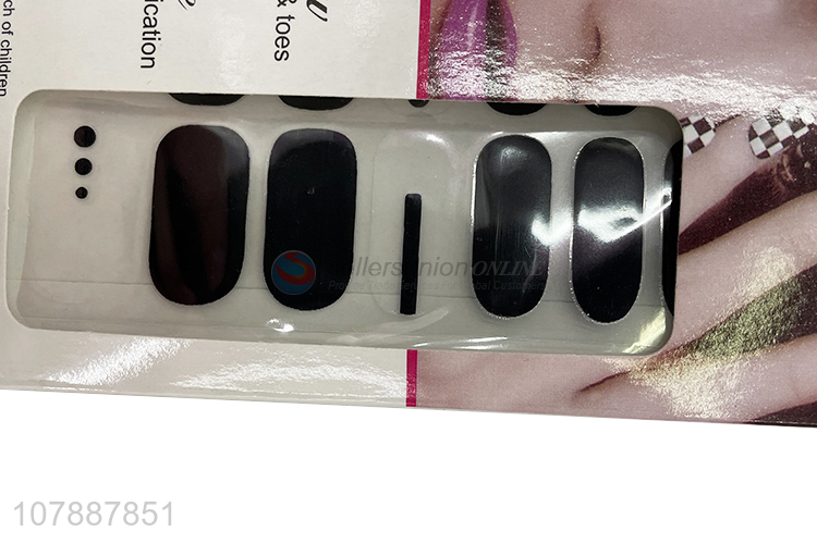 High quality black nail decals waterproof long lasting nail wraps