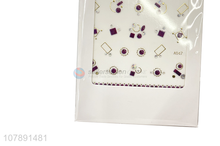 New Arrival Purple Creative Mini Paper Nail Art Sticker for Lady