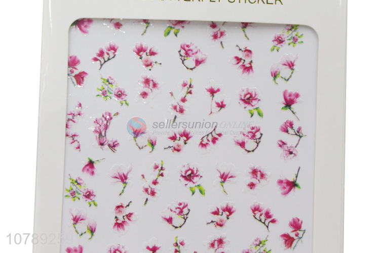 Cheap price pink flower pattern women nail art stickers for decoration