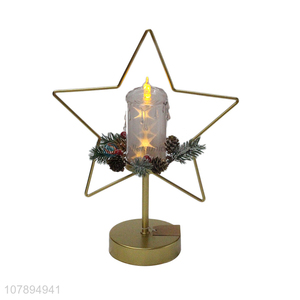 Factory supply standing Xmas decoration iron art led light electronic candle