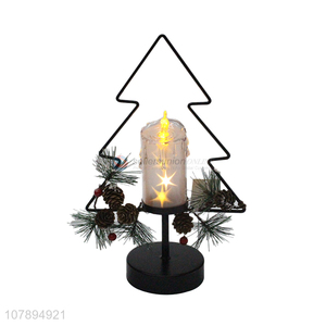 Online wholesale holiday decoration iron art led candle Christmas ornaments