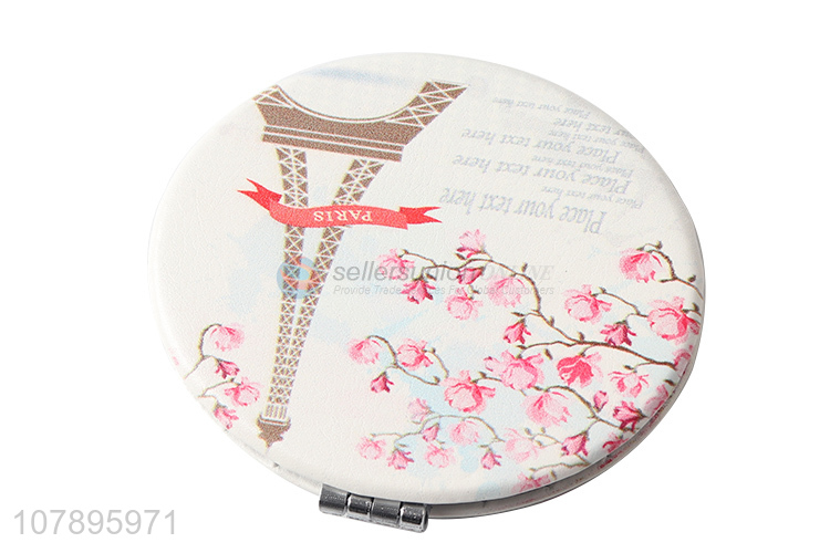 High quality custom logo round double-sided metal pocket makeup mirror