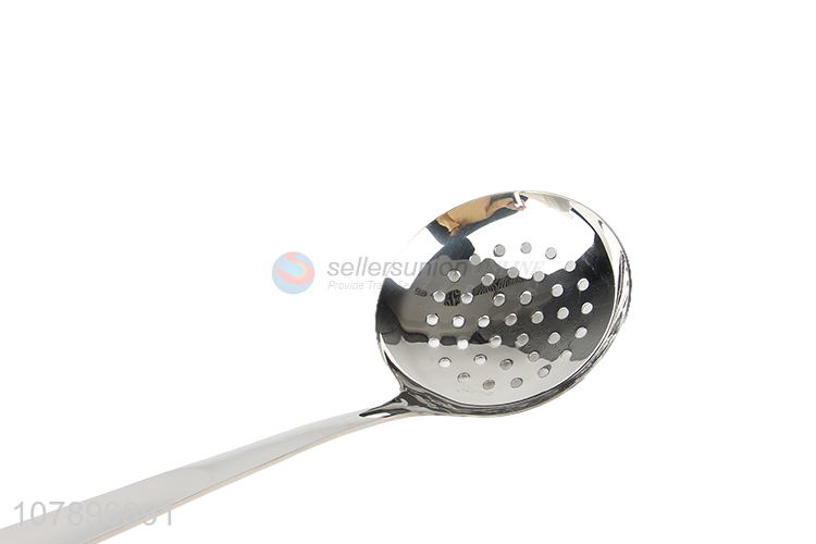 Wholesale silver long handle stainless steel hot pot colander