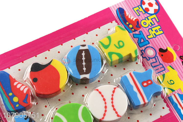 Good Quality Sports Series Cartoon Eraser Cute Stationery Set