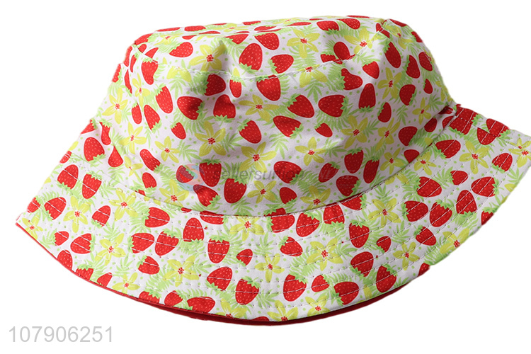 Good quality fashion double-sided printed summer women bucket cap sunhat