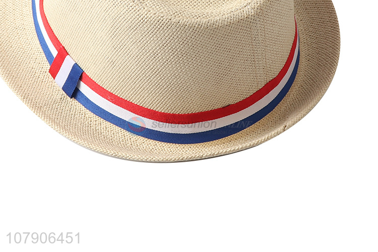 China supplier British style paper straw hat men summer fedora hat