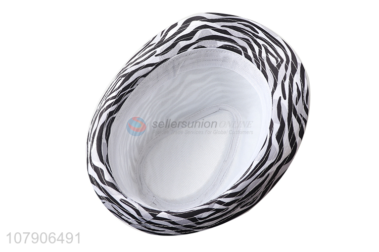 Yiwu wholesale popular zebra print fedora jazz hat event party supplies