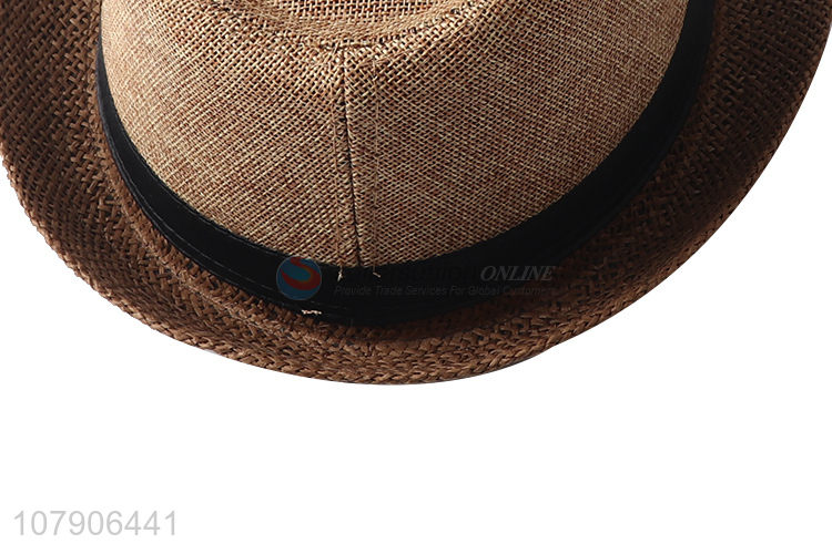 Wholesale men summer breathable beach straw hat outdoor fedora panama hat