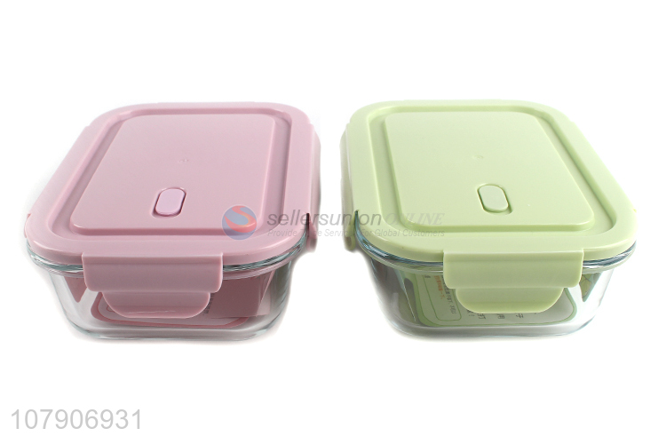 Hot sale rectangular durable glass crisper lunch box
