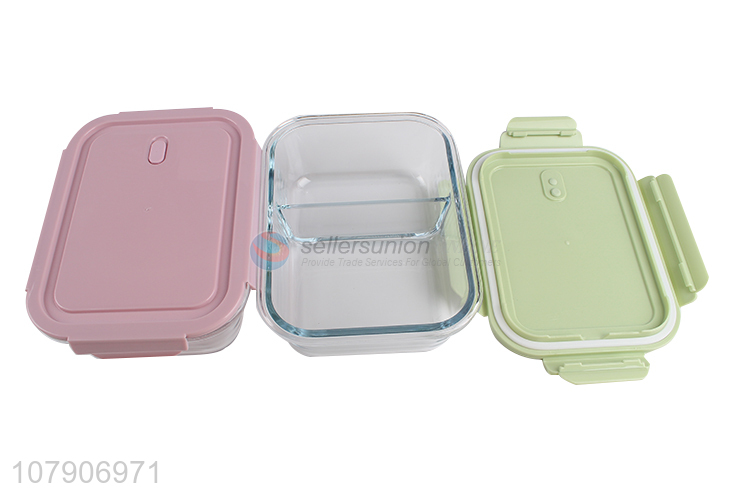 Yiwu wholesale rectangular glass partition fresh-keeping bowl