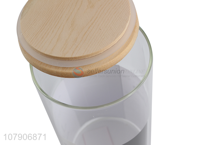 Good price pine wood lid glass storage jar kitchen universal storage