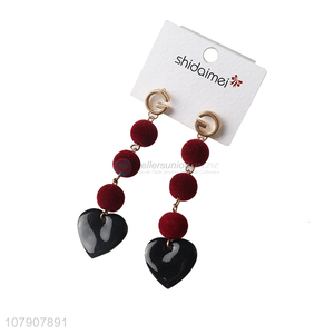 Best price top quality women jewelry accessories heart drop earrings