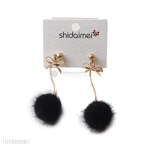 Top selling fashion design women jewelry earrings with plush ball