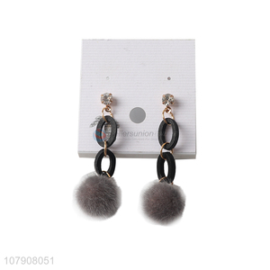 Creative design daily use decorative plush ball earrings jewelry