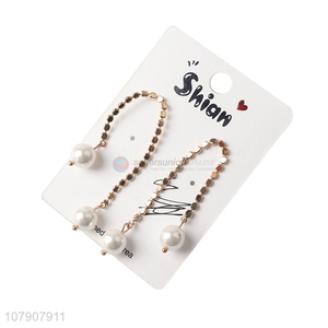Cheap price fashion elegant pearl tassel drop earrings for women
