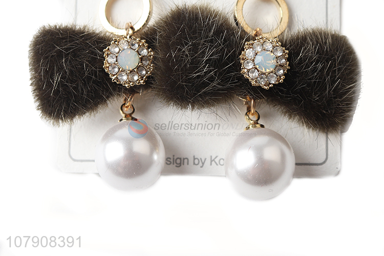 Top sale decorative women pearl long drop earrings string