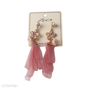 Fashion style decorative women jewelry earrings with ribbon