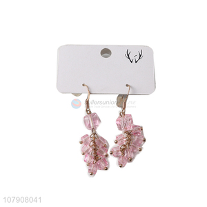 Factory direct sale pink beads lady jewelry earrings with top quality