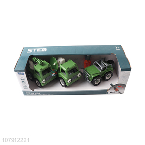 New product kids plastic toy vechicle assembled military truck toy set