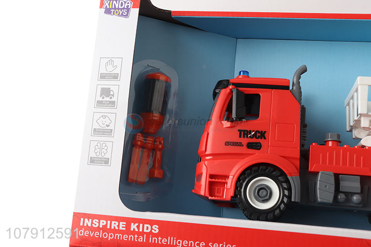 China supplier children toy vechicle diy disassembly fire fighting truck toy