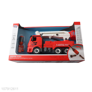 China factory plastic toy vechicle diy disassembly fire fighting truck toy