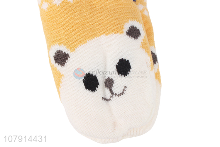 Wholesale cute cartoon bear knitted home socks non-slip floor socks for women