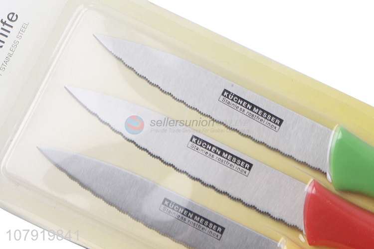 Best Quality 3 Pieces Plastic Handle Fruit Knife Sharp Knife