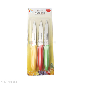 Best Quality 3 Pieces Plastic Handle Fruit Knife Sharp Knife