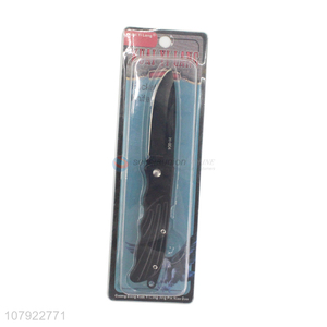 High quality black stainless steel portable folding fruit knife