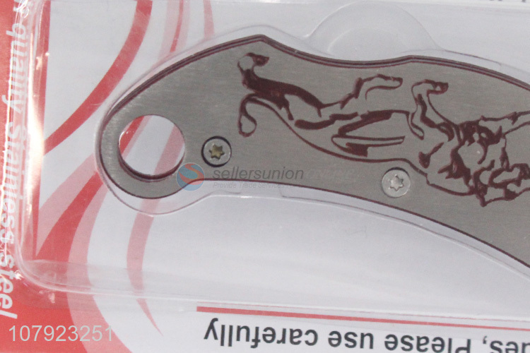 Factory direct sale silver stainless steel folding fruit knife