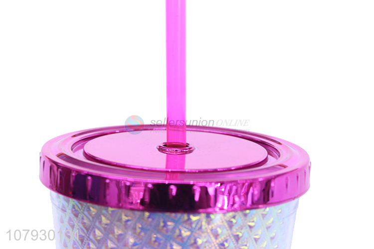 Factory supply summer girls double-walled water tumbler with straw