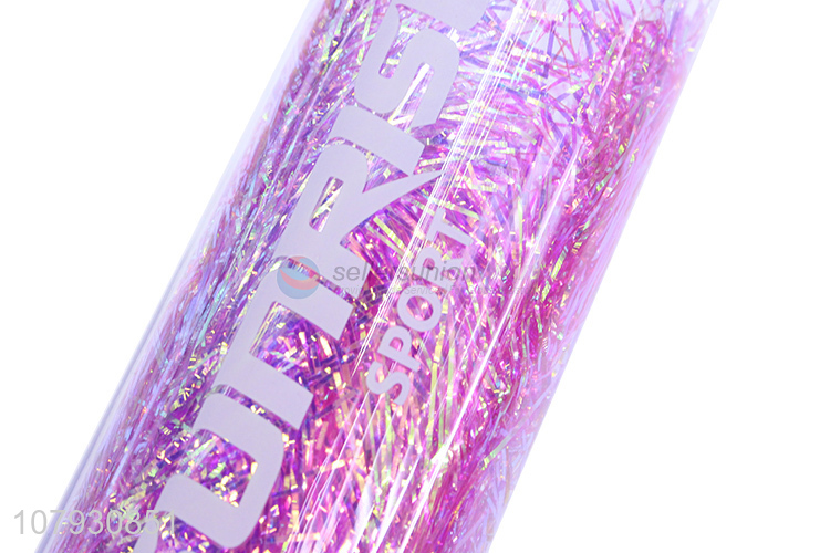 Hot selling large capacity double-walled glitter straw drinking bottle for ladies