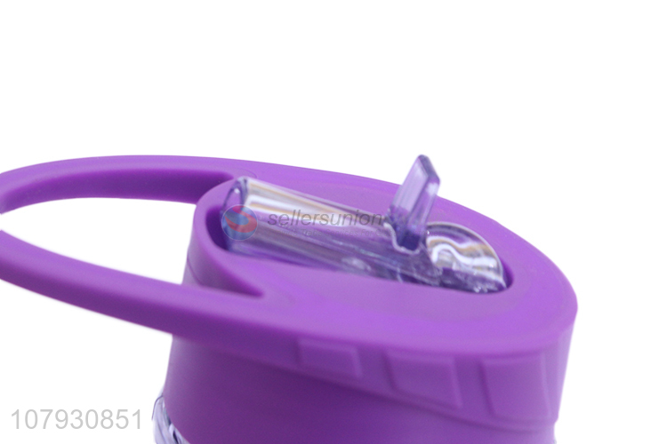 Hot selling large capacity double-walled glitter straw drinking bottle for ladies