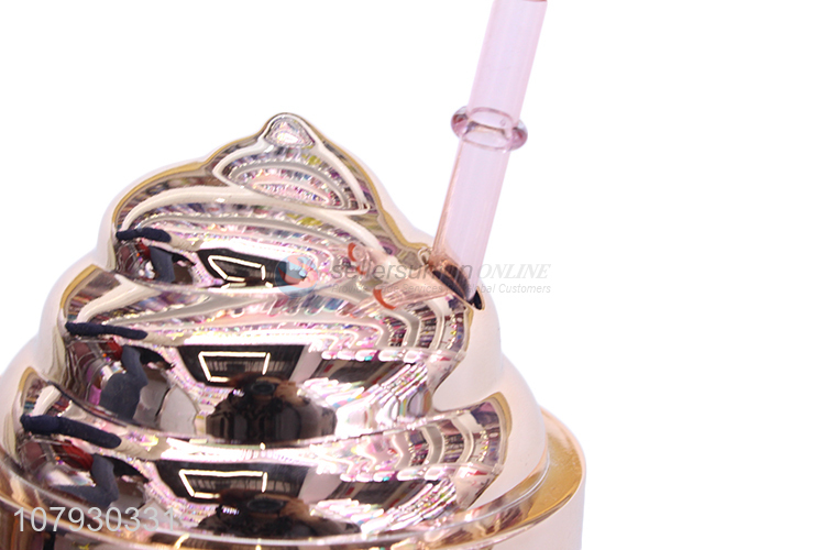 Popular product plastic mugs lovely drinking cup juice mug with straw