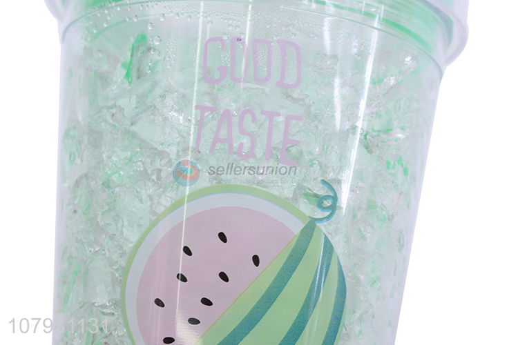 Wholesale plastic cooling tumbler with straw pressing type straw drinking cups