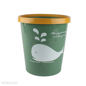 Hot selling green plastic shiny printing trash can for universal