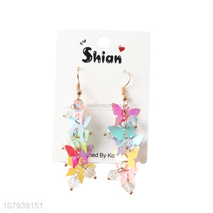 Popular products colourful butterfly shape pendant stud earrings