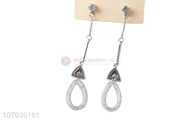 China wholesale long metal tassel pendant stud earrings for lady