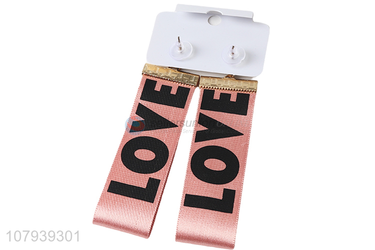 Personalized design love letter ribbon stud earrings for women jewelry