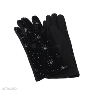 China manufacturer ladies winter gloves star printed suede cycling gloves