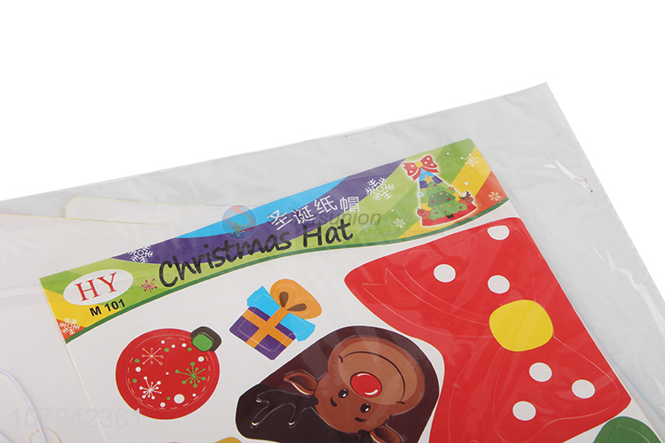 Custom Kids DIY Handmade Colorful Paper Christmas Hat Wholesale