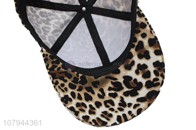 Top sale fashion style adults leopard grain pattern peaked hat cup