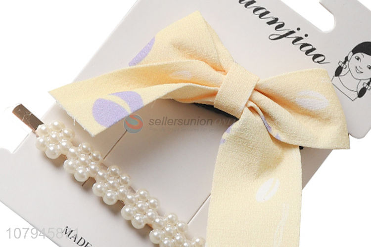 Best Selling Yellow Pearl Hair Clips Ladies Hair Accessories Set