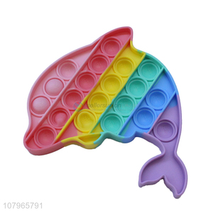 China factory rainbow color dolphins shape push bubble fidget toys for kids