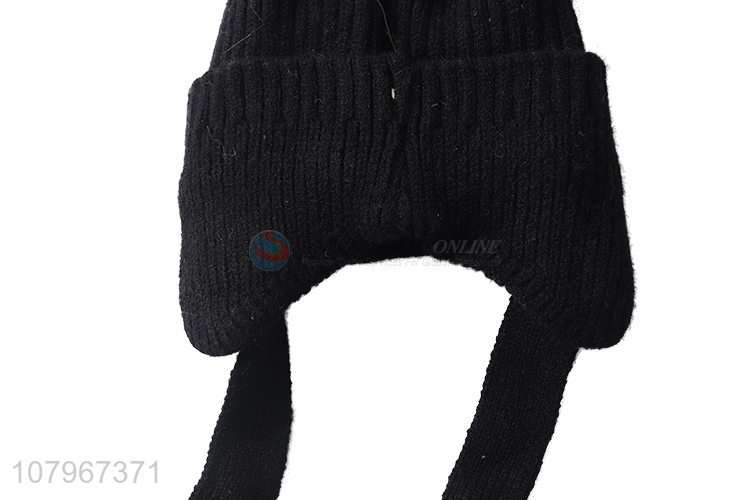 China factory kids winter warm knitted beanie hat knitting earflap cap